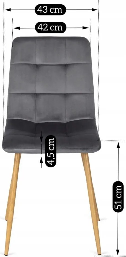 Szék szürke színben, bársony kárpittal. FREDY