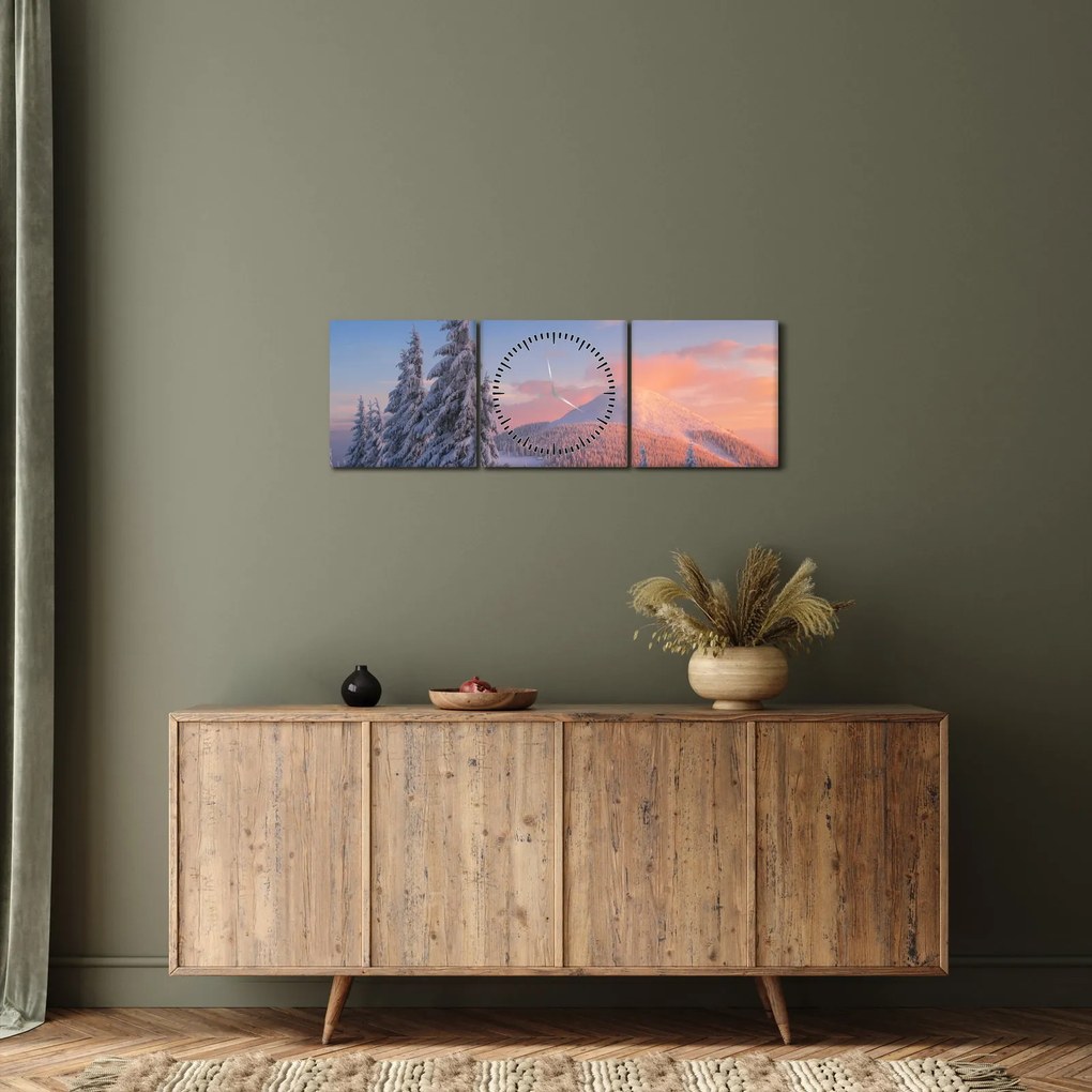 Kép - Téli táj (órával) (90x30 cm)