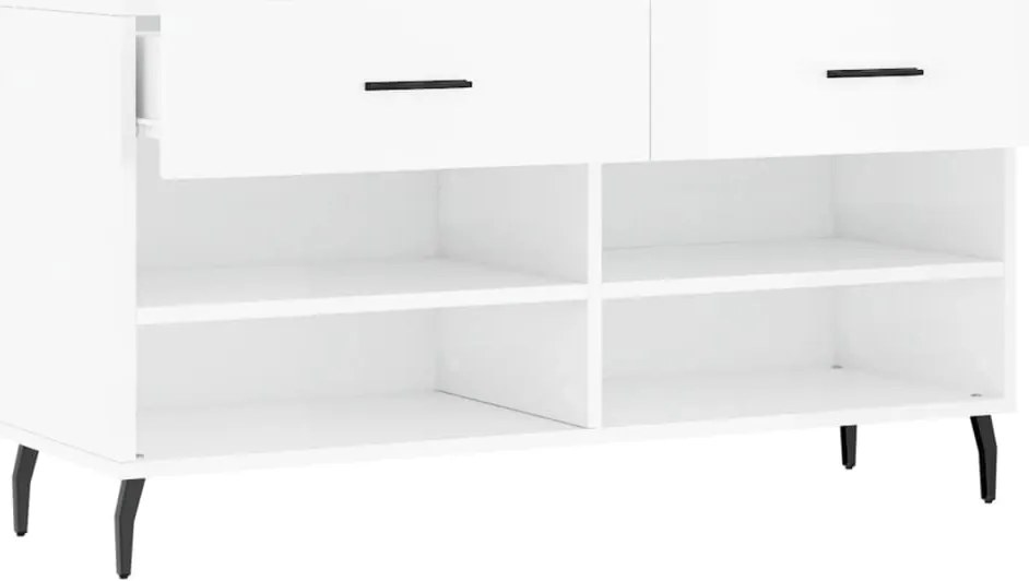 vidaXL magasfényű fehér szerelt fa cipőpolc 102x35x55 cm