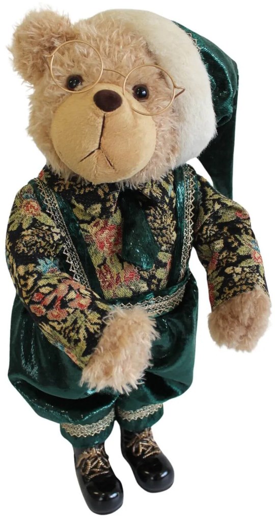 Smaragdzöld karácsonyi Mackó dekoráció 52cm