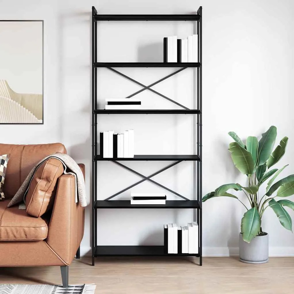 Könyvszekrény Musta tammi 80 x 30 x 188 cm Faanyag
