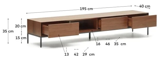 Natúr színű TV-állvány diófa dekorral 195x35 cm Vedrana – Kave Home