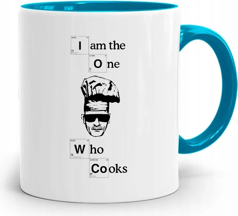 Kék Bögre Ajándék Szakácsnak Who Cooks nyomott mintával