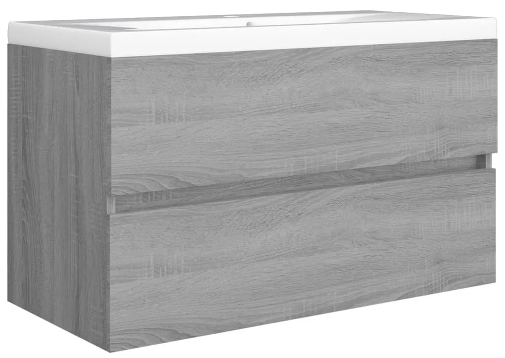 Szürke-sonoma színű szerelt fa mosdószekrény 80 x 38,5 x 45 cm