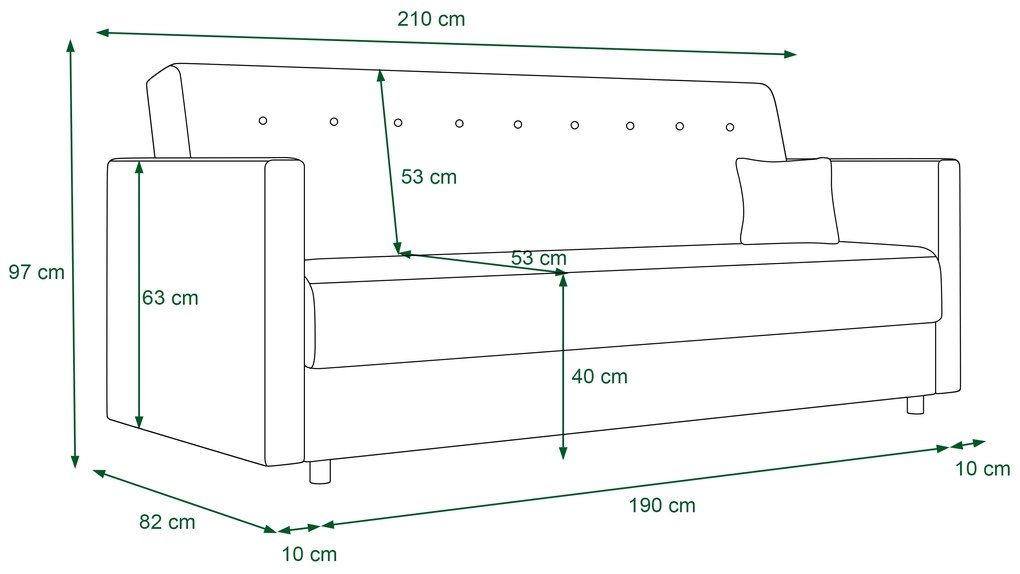 Háromszemélyes kanapé Momentum (sötétszürke + sokszínű). 1056705