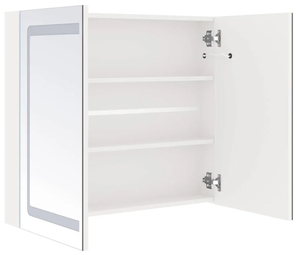 fényes fehér LED-es tükrös fürdőszobaszekrény 80 x 12 x 68 cm