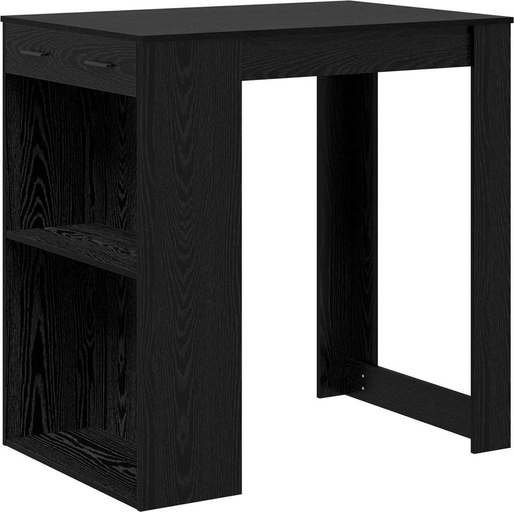 vidaXL Bárasztal fiókkal Fekete tölgy 102 x 70 x 103,5 cm Faanyag