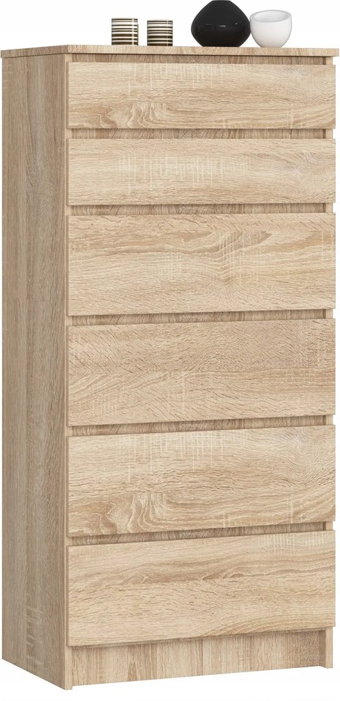 Kuba komód 60 cm 6 fiók, sonoma tölgyfa