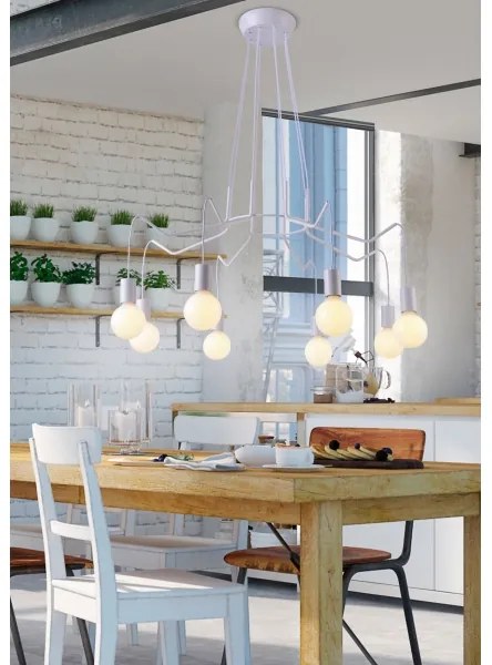 Csillár zsinóron BASSO 8xE27/40W/230V fehér