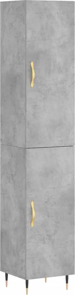 vidaXL betonszürke szerelt fa magasszekrény 34,5x34x180 cm