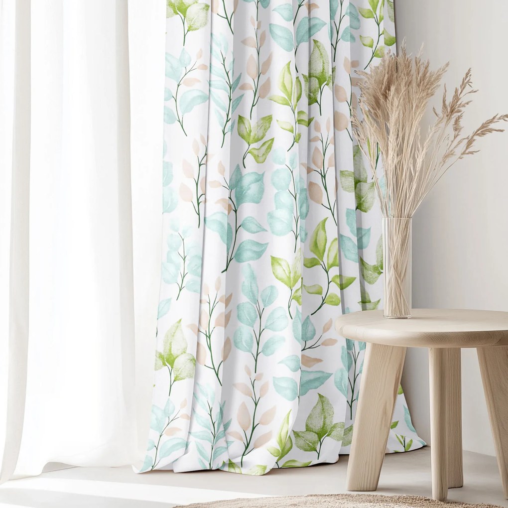 Goldea pamut drapéria deluxe - festett levelek 160x160 cm