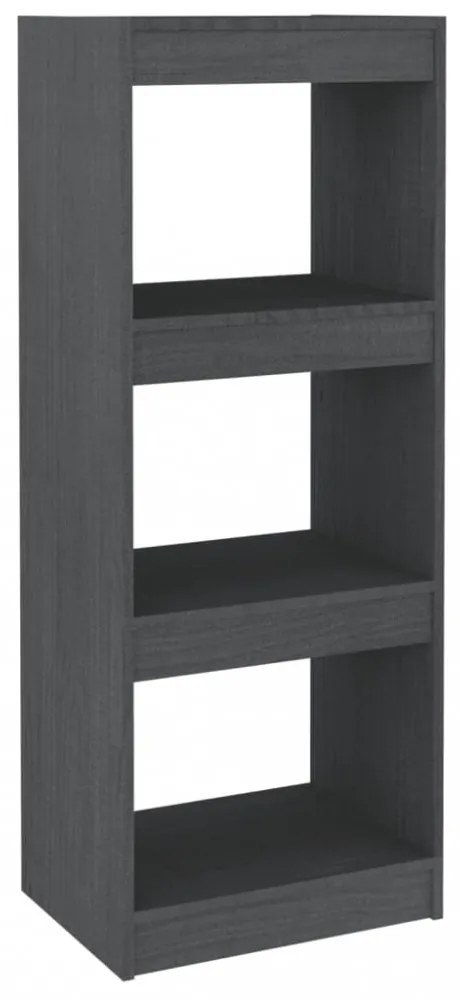 szürke tömör fenyőfa könyvszekrény/térelválasztó 40x30x103,5 cm