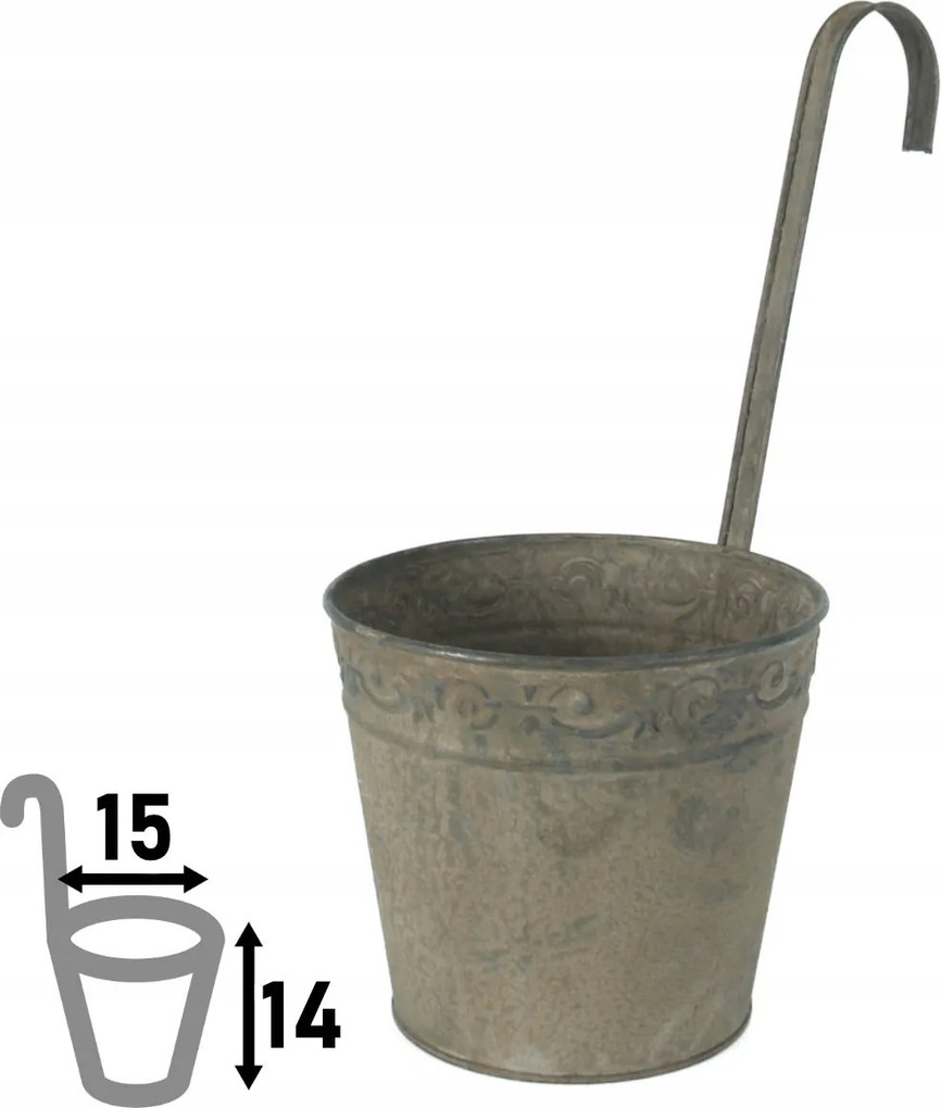 Felipa függesztett balkon kaspó, 14 x ⌀15 cm barna antik