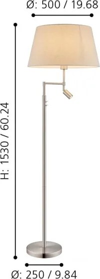 Eglo 94946 - Állólámpa SANTANDER 1xE27/60W + LED/2,1W