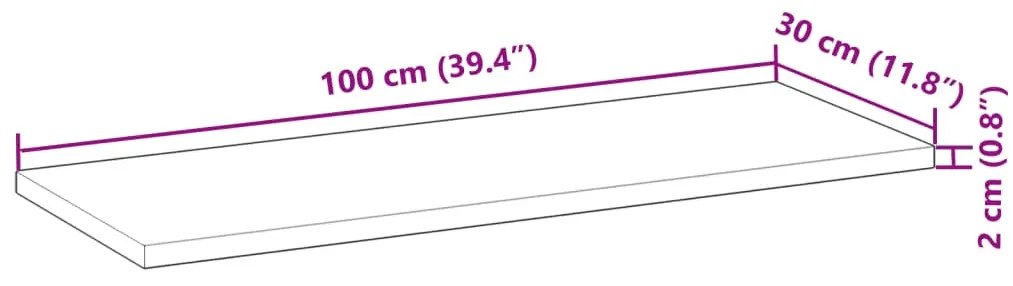 4 db olajbevonatú tömör akácfa függőpolc 100 x 30 x 2 cm