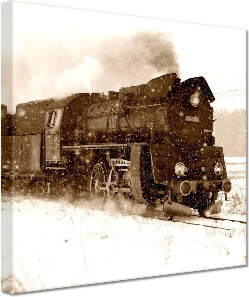 Festmények 20x20 Gőzmozdony Ol4959 a hóviharban