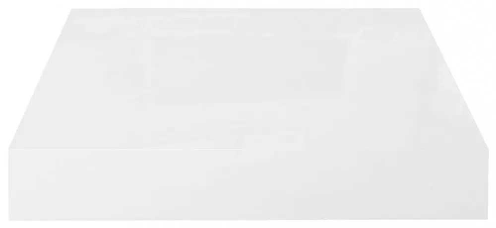 2 db magasfényű fehér MDF lebegő fali polc 23 x 23,5 x 3,8 cm