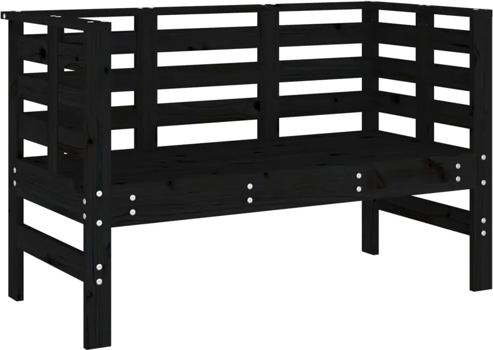 vidaXL fekete tömör fenyőfa kerti pad 111,5 x 53 x 71 cm
