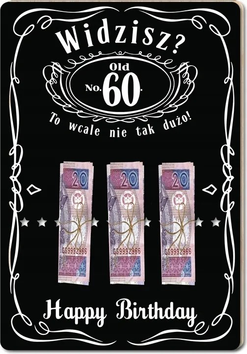 60 – Egyáltalán nem sok! Ajándék Képkeret tábla kártya születésnapra Fekete-fehér