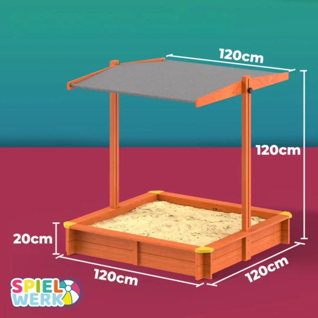 Spielwerk Sami homokozó tetővel, lucfenyő, 120x120x120 cm
