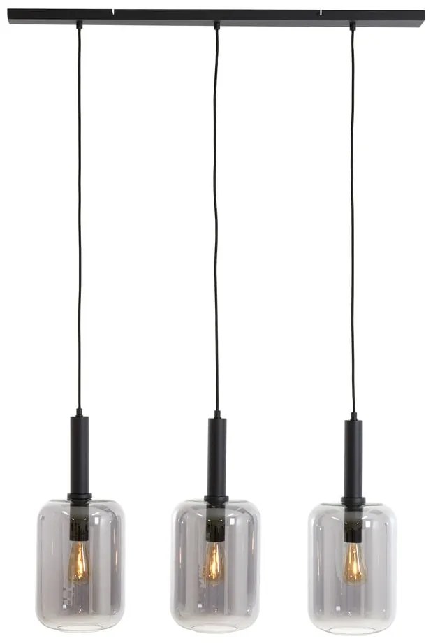 Fekete mennyezeti lámpa üveg búrával 100x22 cm Lekar – Light &amp; Living