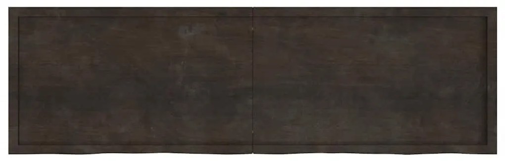 sötétbarna kezelt tömör fa fürdőszobai pult 200x60x(2-4) cm