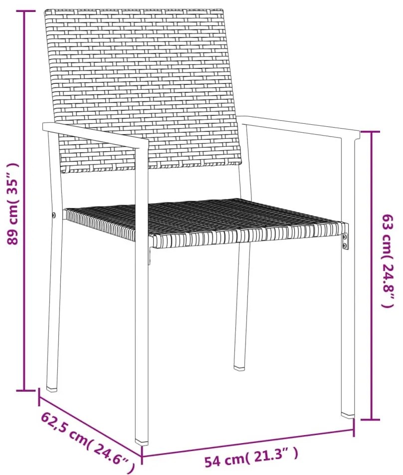5 részes polyrattan és acél kerti étkezőgarnitúra