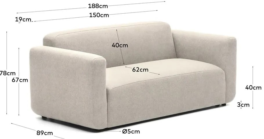 Bézs kanapé 188 cm Neom – Kave Home