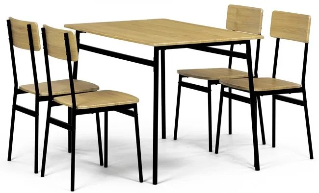 Jídelní set s 4 židlemi, 110x70x76cm, mdf, divoký dub, AUT-O2155 OAK