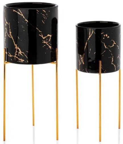 Virágállvány NILA 32,5x13 cm fekete/arany