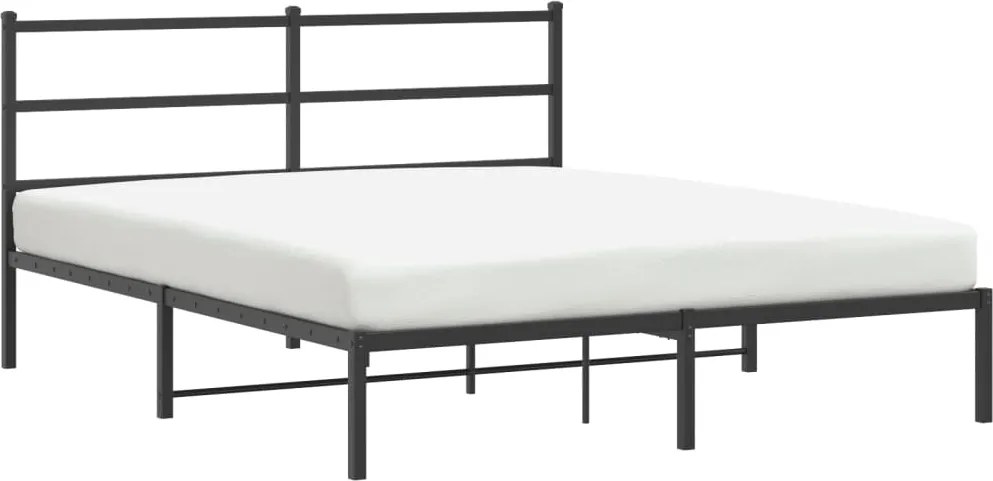 vidaXL fekete fém ágykeret fejtámlával 160 x 200 cm