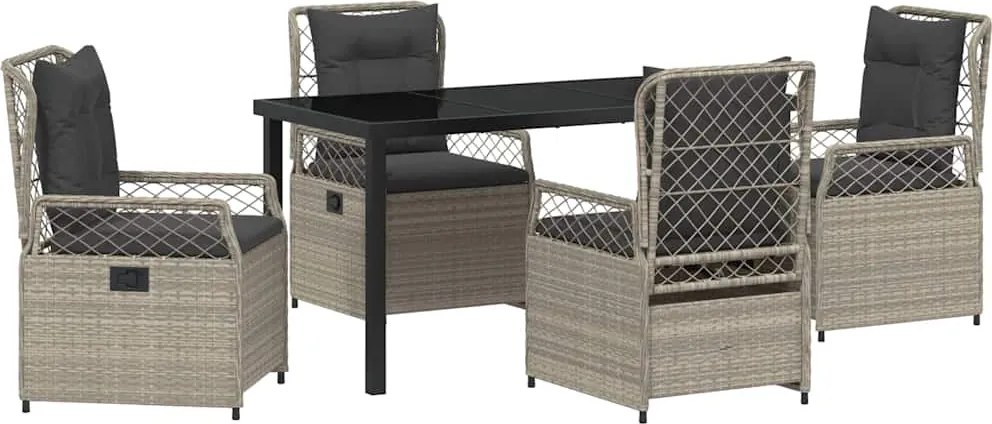 vidaXL Kert étkező szett 5 pcs Világosszürke polirattan