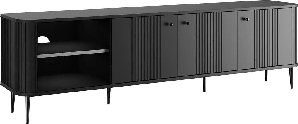 Vesper 3D TV-szekrény 187 cm - fekete / fekete lábak