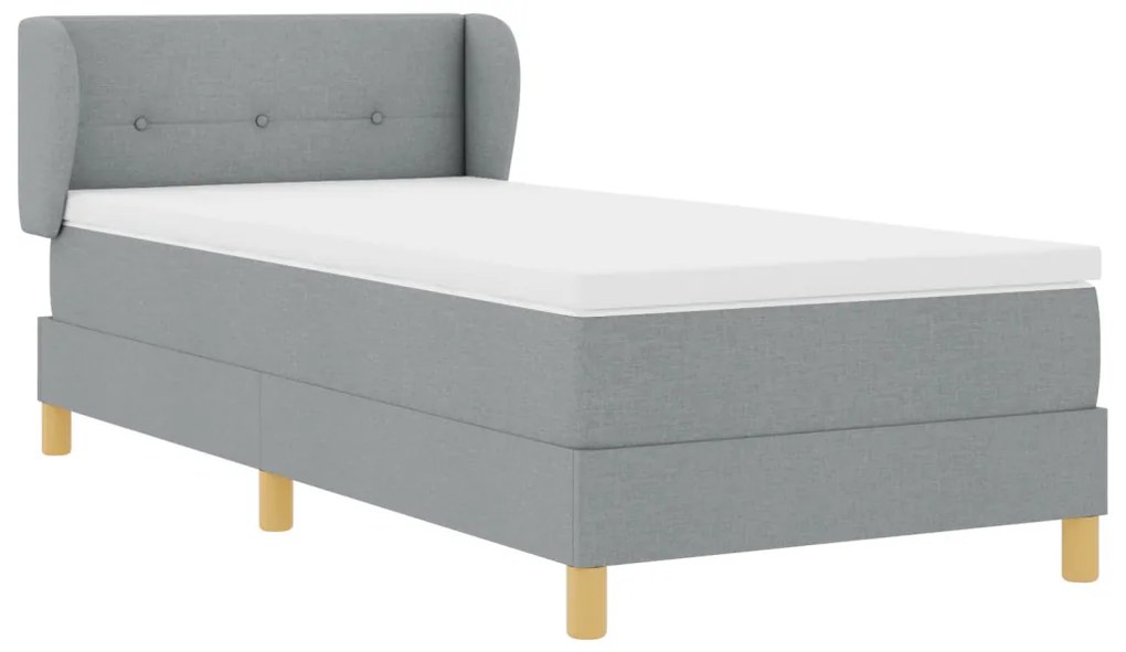 Boxspring Ágy Mattal Világosszürkében, 100x200 cm Szövet