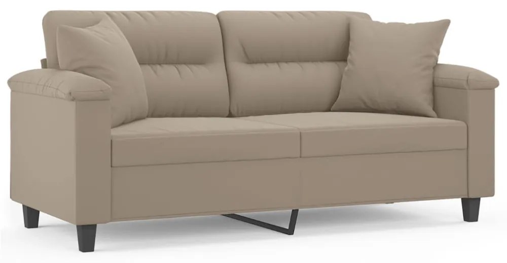 2 személyes tópszínű mikroszálas szövetkanapé párnákkal 140 cm