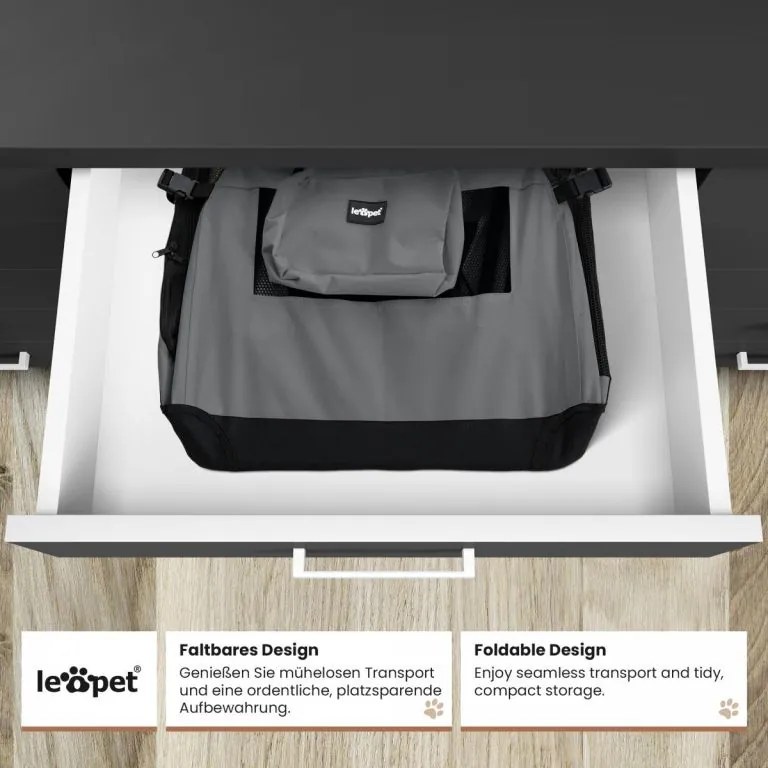 Leopet® Szállító doboz kutyáknak M 60 x 42 x 42 cm antracit