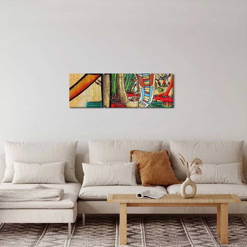 Egyiptomi motívumú kép (órával) (90x30 cm)