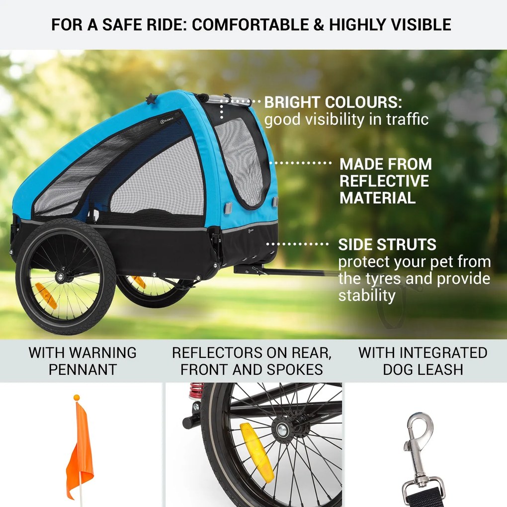 KLARFIT Husky, kutya bicikli utánfutó, kb. 250 l, 600D, Oxford, kék