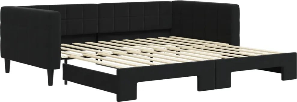 vidaXL fekete kihúzható bársonyheverő 100 x 200 cm