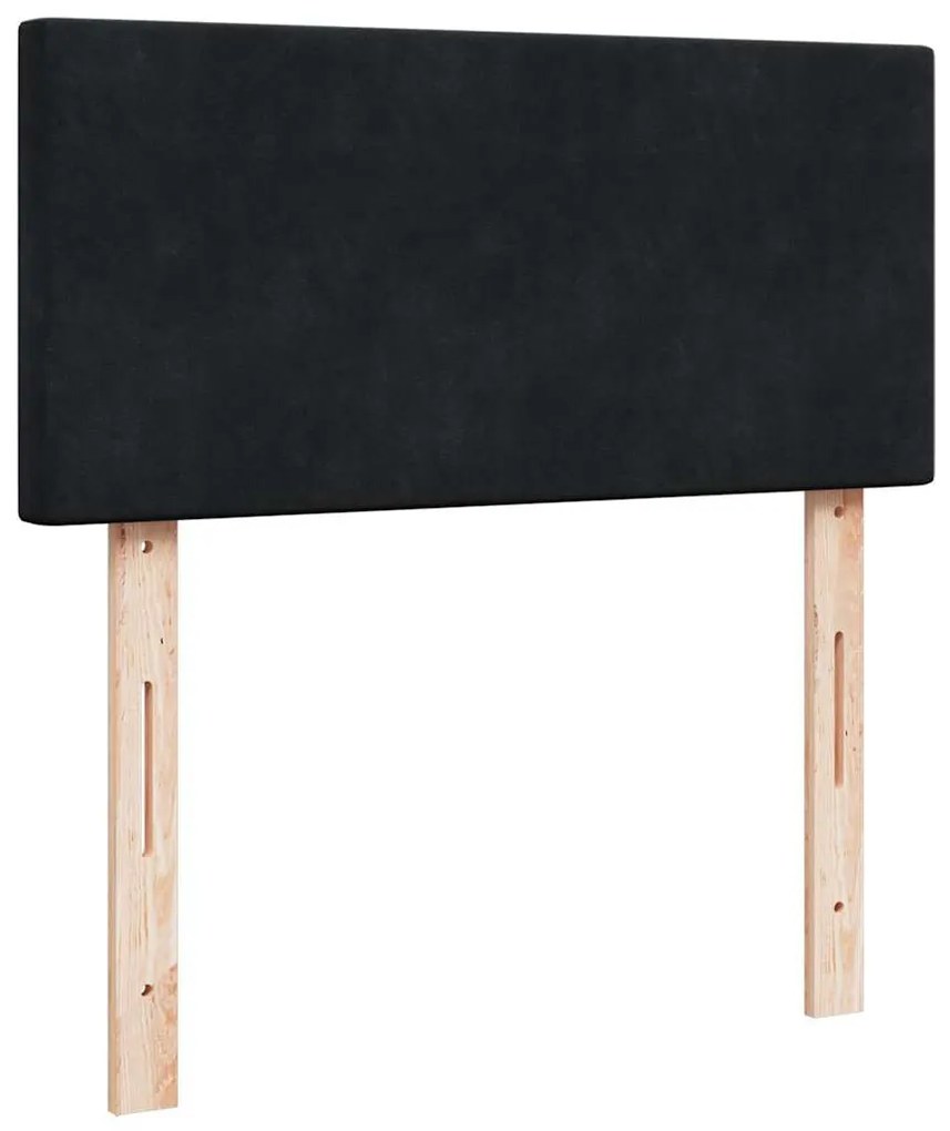 fekete bársony ottomán ágy matraccal & LED-ek 80x200cm