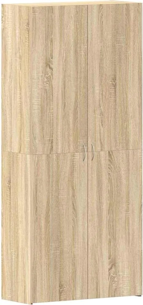 vidaXL Cipőszekrény polcokkal ajtóval Barna 80 x 35.5 x 180 cm Faanyag