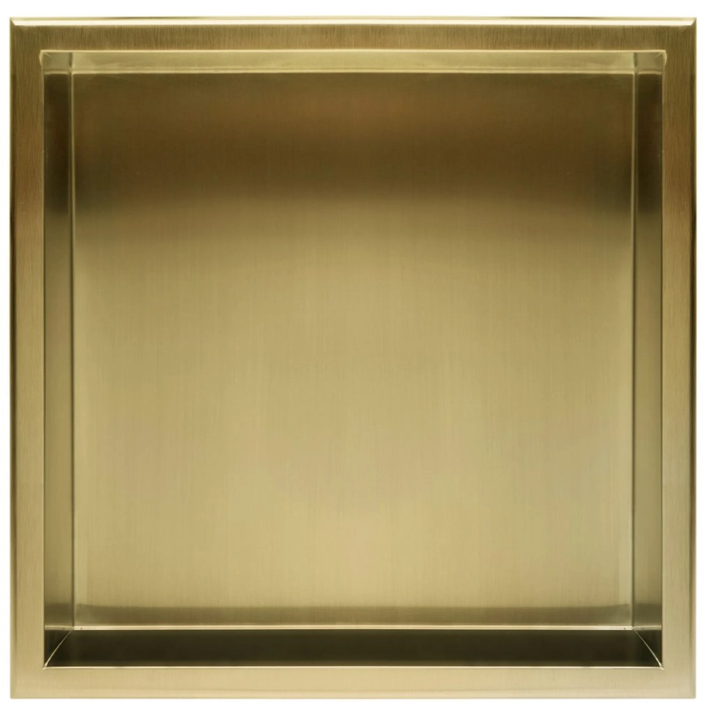 Süllyesztett fürdőszobai polc 30x30 szálcsiszolt arany