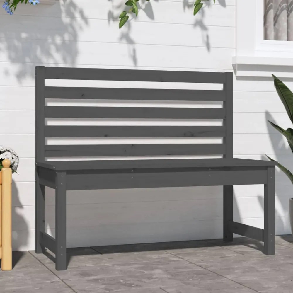 szürke tömör fenyőfa kerti pad 109 cm