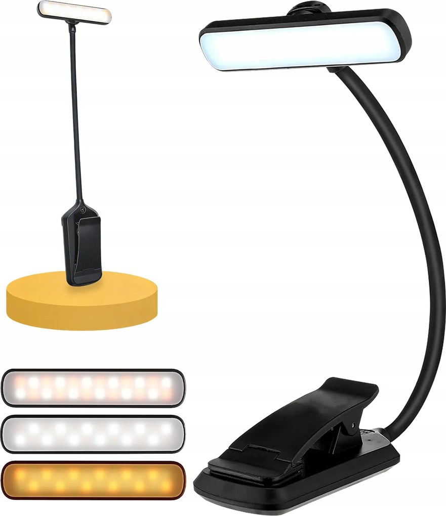 Led-es Könyvolvasó Lámpa Éjszakai Asztali Vezeték Nélküli Usb Klipsz