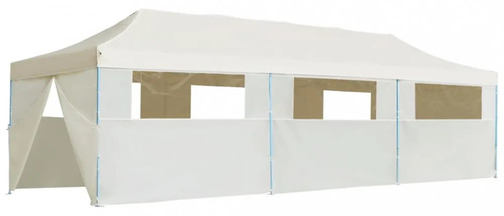 krémszínű összecsukható rendezvénysátor 8 oldalfallal 870x291x315 cm