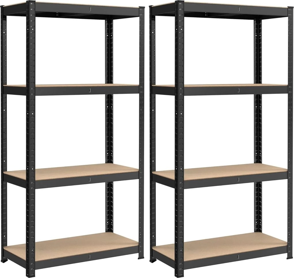 SONGMICS 2 db-os nagy teherbírású polcrendszer, 160 cm, 520 kg/polc, fekete