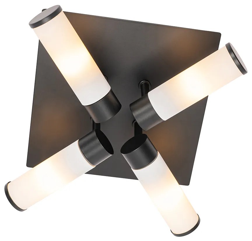 Modern fürdőszobai mennyezeti lámpa fekete 4-lámpás IP44 - Bath