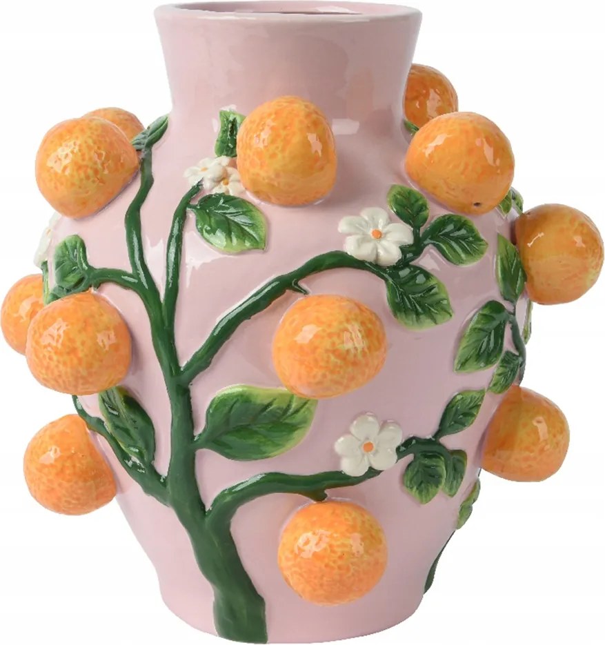 Kerámia Váza rózsaszín-NARANCS dekoratív Tavasz 26cm