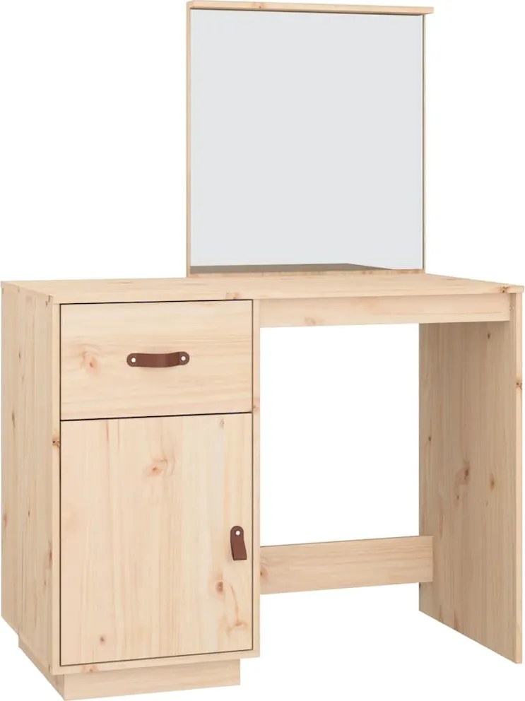 vidaXL tömör fenyőfa fésülködőasztal 95 x 50 x 134 cm