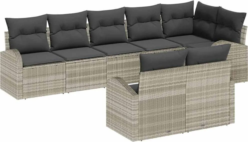 vidaXL Kerti Kanapé Szett Világosszürke 55 x 55 x 37 cm polirattan